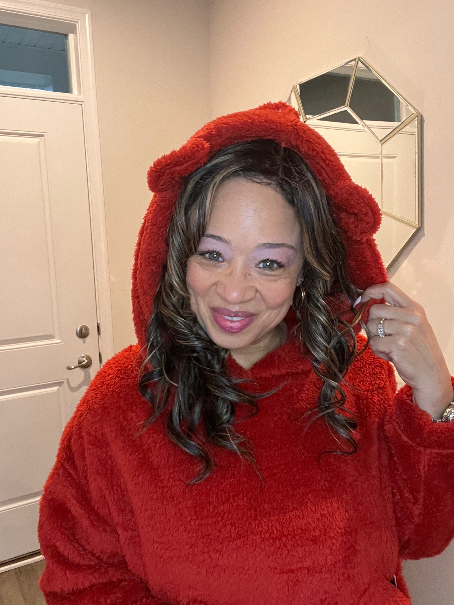 Cozy Fleece Teddy Bear Ear Hoodie Pajama Set